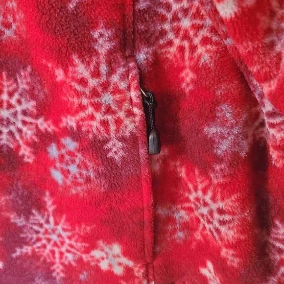 LL Bean Red Snowflake Fleece Pullover Jacket Women's Size 1X - Picture 7 of 7